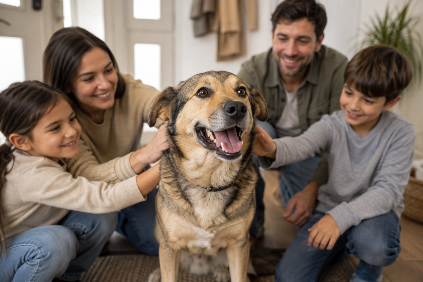 Chien de refuge accueilli par une nouvelle famille