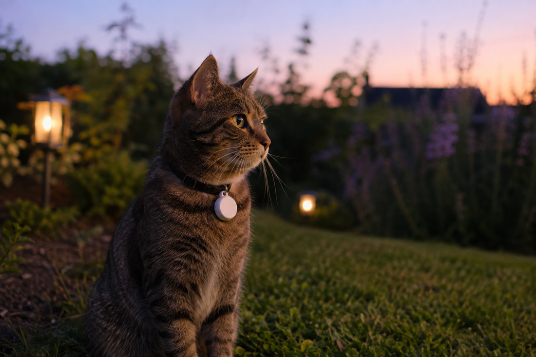 Chat portant un collier avec un petit traceur