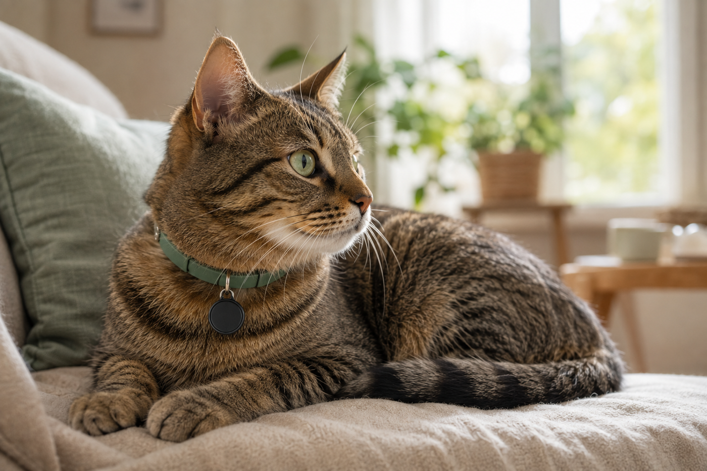 Un chat adulte serein découvrant son nouveau foyer
