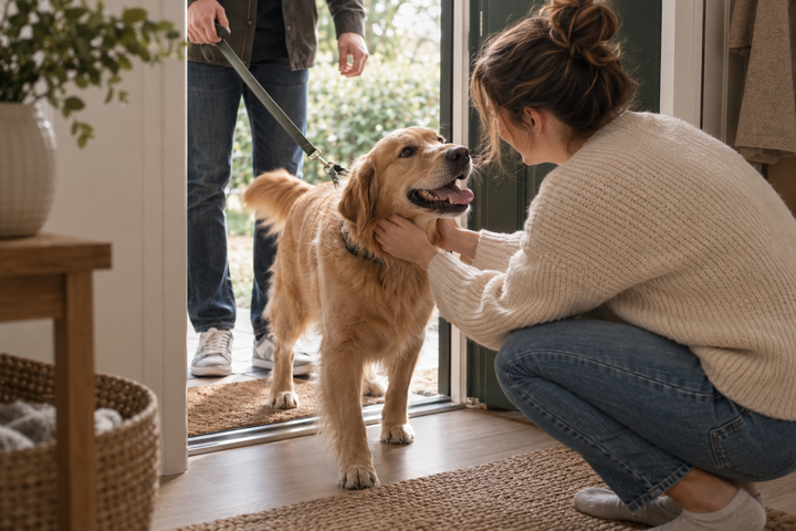 Un chien adulte accueilli dans son nouveau foyer